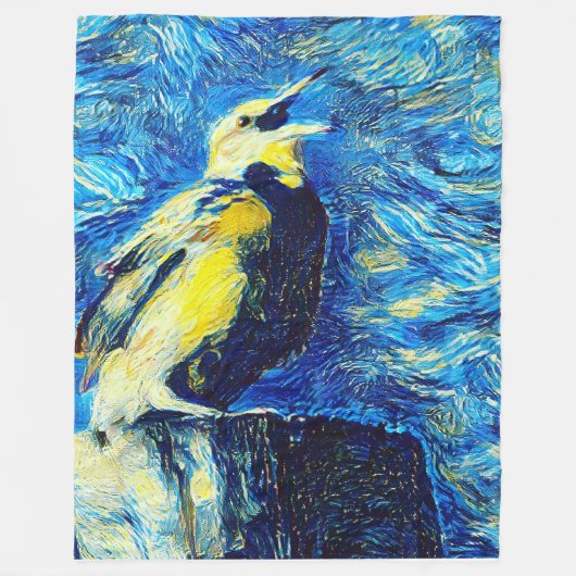 De eenzame vogel van Gogh stijl Fleece Deken (Voorkant)