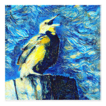 De eenzame vogel van Gogh stijl