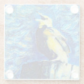 De eenzame vogel van Gogh stijl Glazen Onderzetter (Achterkant)