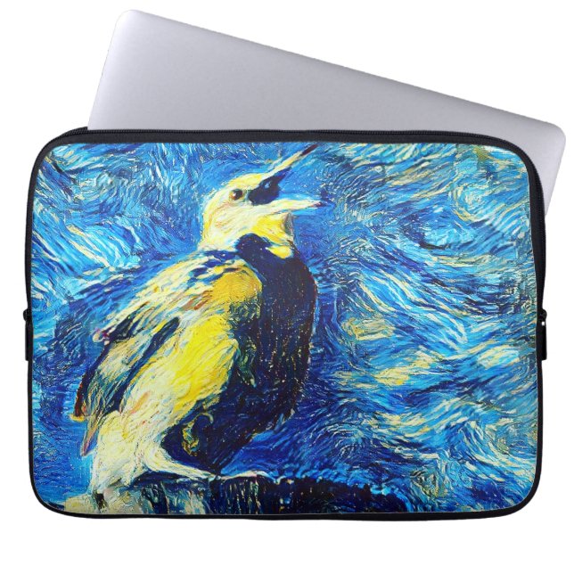 De eenzame vogel van Gogh stijl Laptop Sleeve (Voorkant)