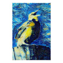 De eenzame vogel van Gogh stijl