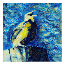 De eenzame vogel van Gogh stijl