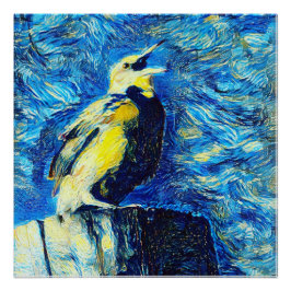 De eenzame vogel van Gogh stijl Perfect Poster