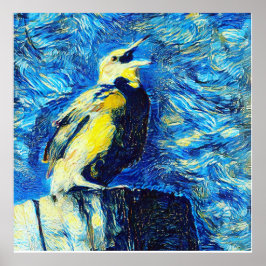 De eenzame vogel van Gogh stijl Poster
