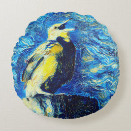 De eenzame vogel van Gogh stijl Rond Kussen