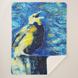 De eenzame vogel van Gogh stijl Sherpa Deken