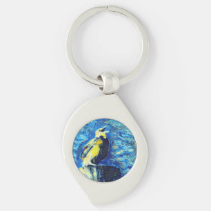 De eenzame vogel van Gogh stijl Sleutelhanger