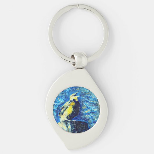 De eenzame vogel van Gogh stijl Sleutelhanger (Voorkant)