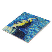De eenzame vogel van Gogh stijl Tegeltje (Zijkant)