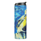 De eenzame vogel van Gogh stijl Thermosbeker (Gedraaid links)