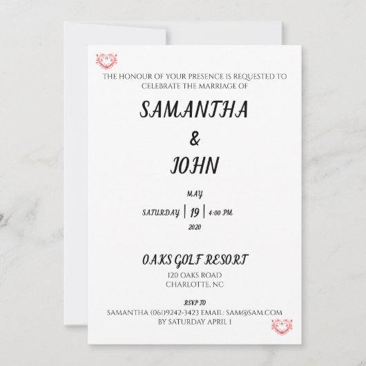 De eer van uw aanwezigheid kaart (Voorkant)