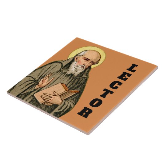 De eerbiedwaardige Beda als prediker (P 008) Tegeltje (Zijkant)