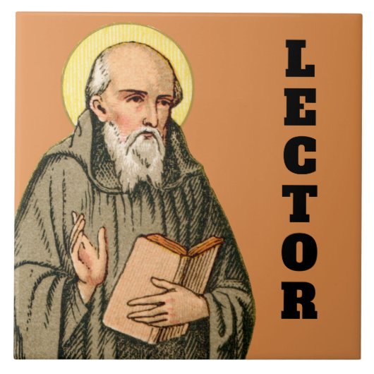 De eerbiedwaardige Bede als prediker (P 008) Tegeltje (Voorkant)