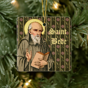 De eerbiedwaardige Bede predikend (P 008) Keramisch Ornament