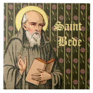 De eerbiedwaardige Bede predikend (P 008) Tegeltje
