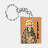 De Eerbiedwaardige Bede Preekt (P 008; Gebed) Sleutelhanger (Voorkant Links)