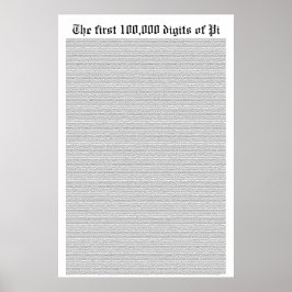 De eerste 100.000 cijfers van Pi Poster