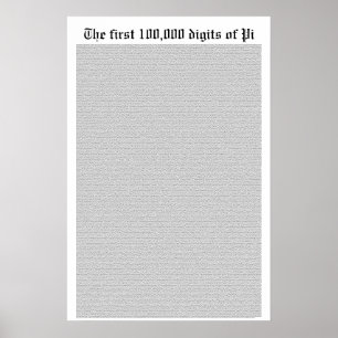De eerste 100.000 cijfers van Pi Poster