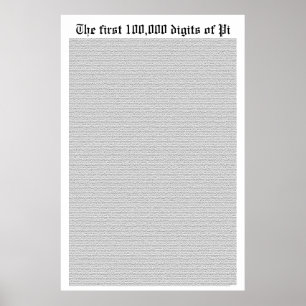 De eerste 100.000 cijfers van Pi Poster