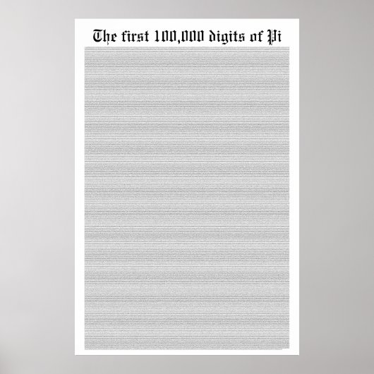 De eerste 100.000 cijfers van Pi Poster (Voorkant)