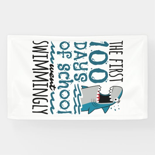 De eerste 100 dagen van de school ging zwemmen haa spandoek (Horizontaal)