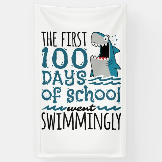 De eerste 100 dagen van de school ging zwemmen haa spandoek (Verticaal)