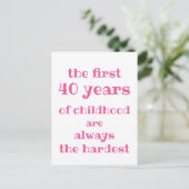 De eerste 40 jaar kindertijd zijn de moeilijkste briefkaart (Staand voorkant)