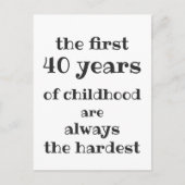 De eerste 40 jaar van de kindertijd zijn het zwaar briefkaart (Voorkant)