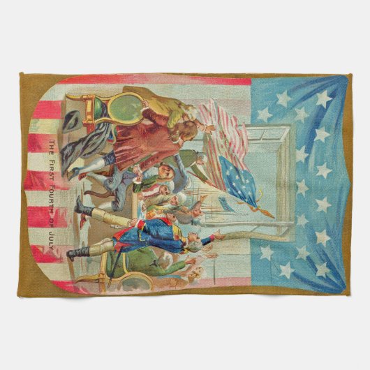 De eerste 4 juli keukenhanddoek (Horizontaal)