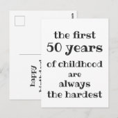 De eerste 50 jaar kindertijd zijn de moeilijkste briefkaart (Voorkant / Achterkant)