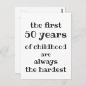 De eerste 50 jaar van de kindertijd zijn het zwaar briefkaart (Voorkant / Achterkant)