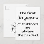 De eerste 65 jaar kindertijd zijn de moeilijkste briefkaart (Voorkant / Achterkant)