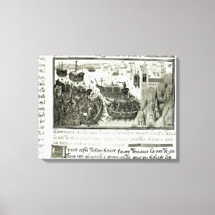 De eerste aanval op band canvas afdruk