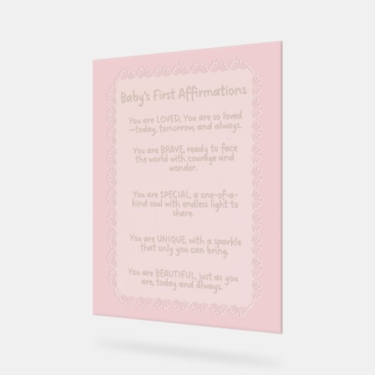 De eerste affirmaties van baby | positieve kwekeri acryl bord (Hoek)