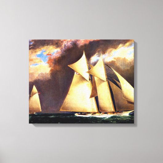 De eerste America's Cup-wedstrijd, 1870, Canvas Afdruk (Voorkant)