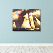 De eerste America's Cup-wedstrijd, 1870, Canvas Afdruk (Insitu (Houten vloer))