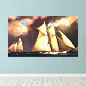 De eerste America's Cup-wedstrijd, 1870, Canvas Afdruk (Insitu (Houten vloer))