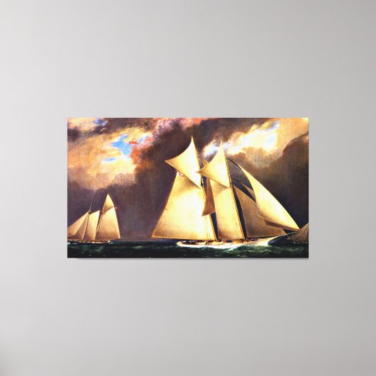 De eerste America's Cup-wedstrijd, 1870, Canvas Afdruk (Voorkant)