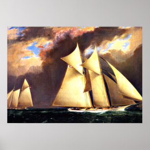 De eerste America's Cup-wedstrijd, 1870 Poster