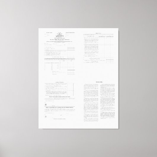 De eerste Amerikaanse inkomstenbelasting formulier Canvas Afdruk (Voorkant)