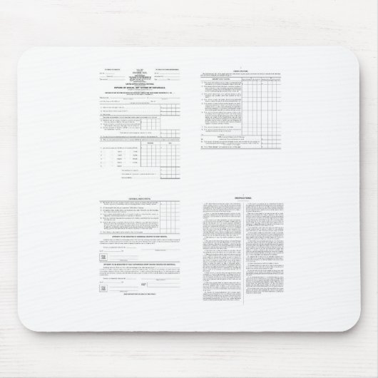 De eerste Amerikaanse inkomstenbelasting formulier Muismat (Voorkant)