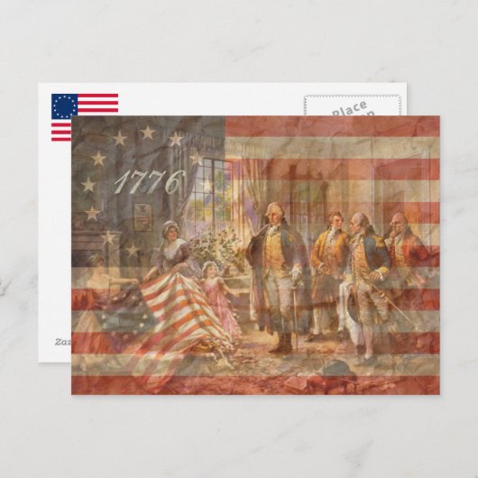 De eerste Amerikaanse vlag Briefkaart (Voorkant / Achterkant)