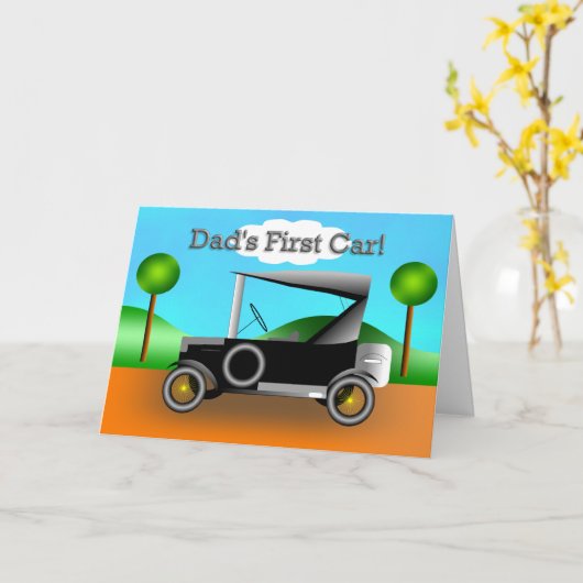 De eerste auto van papa! Vaderdag Kaart (Gele Bloem)