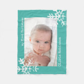 De eerste Blauwgroen kerstfoto van baby's Fleece Deken (Voorkant)