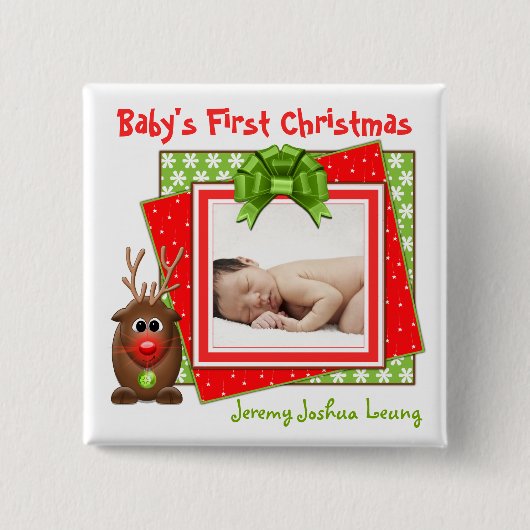De eerste Button van Christmas Reindeer Baby (Voorkant)