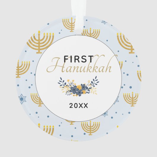 De eerste Chanoeka van de baby | Gedateerde Keepsa Ornament (achterkant)