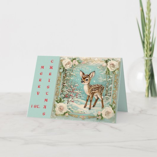 DE EERSTE CHRISTMAS VAN BABY BEDANKKAART (Voorkant)