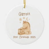 De eerste Cowboylaarzen en veulen van baby Keramisch Ornament (Voorkant)