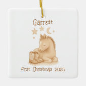 De eerste Cowboylaarzen en veulen van baby Keramisch Ornament (Voorkant)