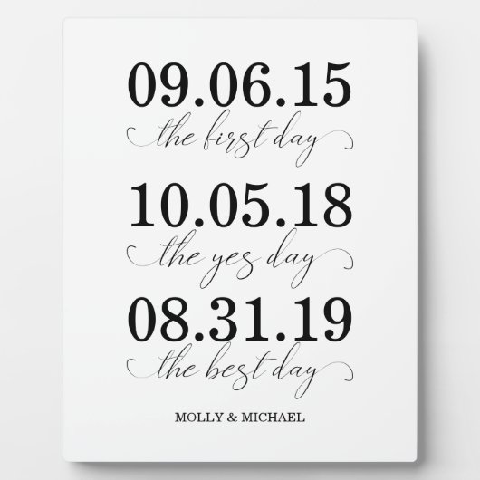 De eerste dag, de Ja dag, de beste dag bruiloft Fotoplaat (Voorkant)